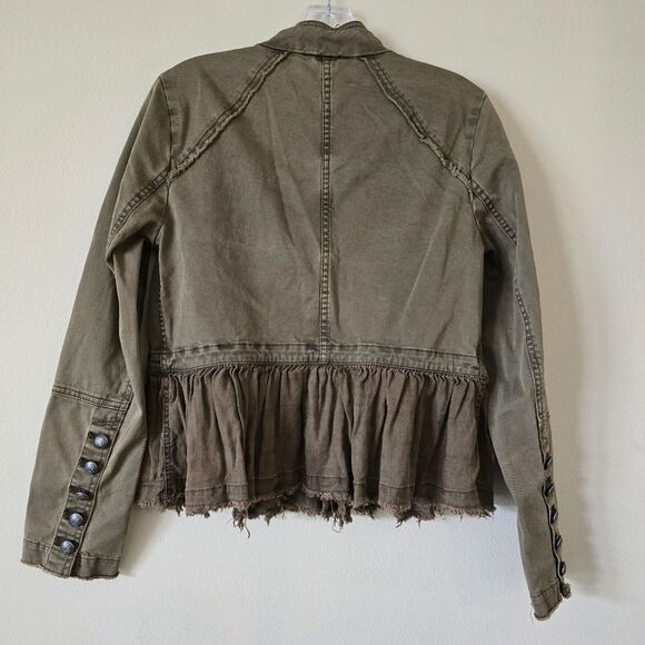 FREE PEOPLE Olive Green Double-Breasted Jacket Size Small Military Jacket - Picture 4 of 12